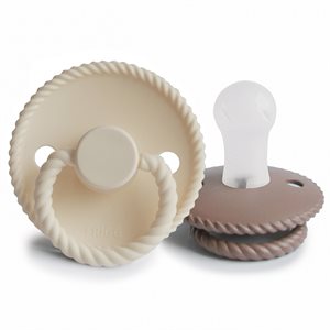 FRIGG Rope - Round Silicone 2-Pack Pacifiers - Cream/Sepia - Size 1