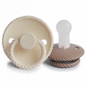 FRIGG Rope - Round Silicone 2-Pack Pacifiers - Cream/Sepia - Size 2