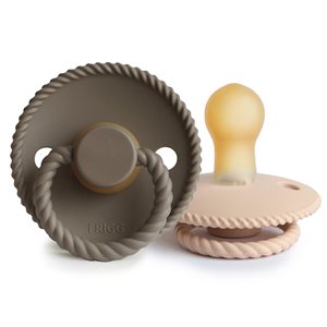 FRIGG Rope - Round Latex 2-Pack Pacifiers - Portobello/Croissant - Size 1