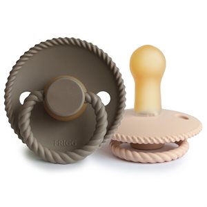 FRIGG Rope - Round Latex 2-Pack Pacifiers - Portobello/Croissant - Size 2