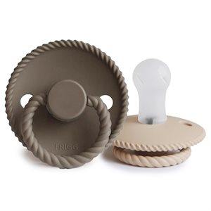 FRIGG Rope - Round Silicone 2-Pack Pacifiers - Portobello/Croissant - Size 1