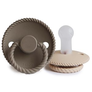 FRIGG Rope - Round Silicone 2-Pack Pacifiers - Portobello/Croissant - Size 2