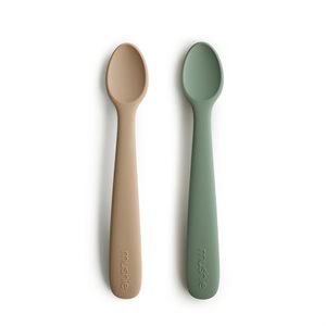Mushie Silicone Feeding Spoons 2-Pack - Dried Thyme/Natural