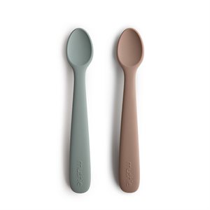 Mushie Silicone Feeding Spoons 2-Pack Stone/Cloudy Mauve