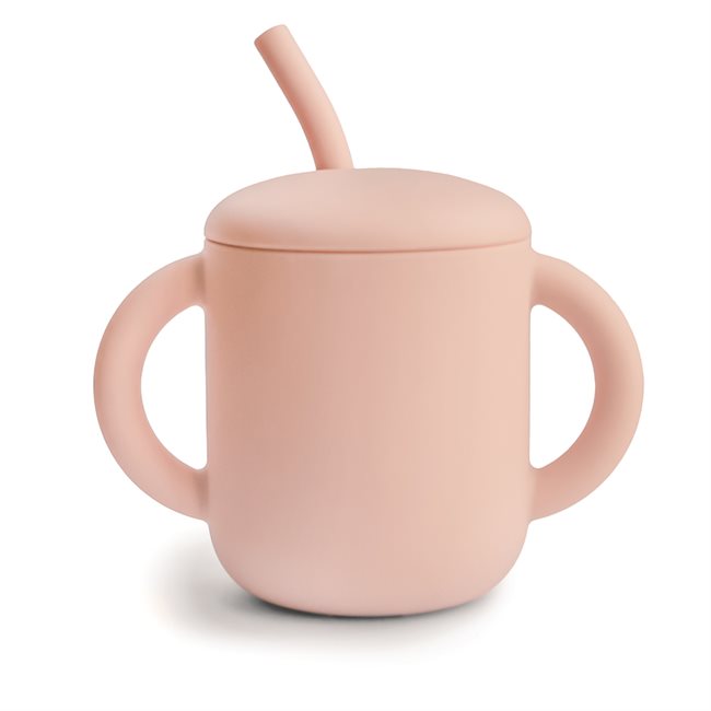 Mushie Silicone Training Cup + Straw - Blush