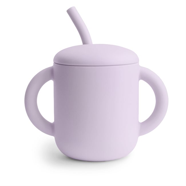 Mushie Silicone Training Cup + Straw - Soft Lilac
