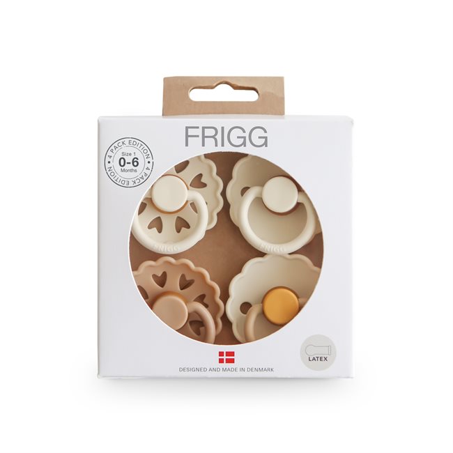 FRIGG 4-Pack Pacifiers - Round Latex - Snowflake Dream - Size 1