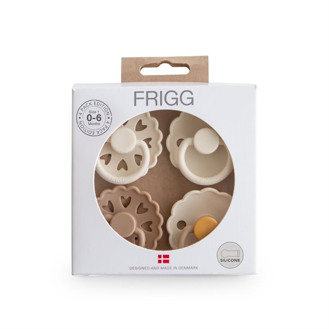 FRIGG 4-Pack Pacifiers - Round Silicone - Snowflake Dream - Size 1