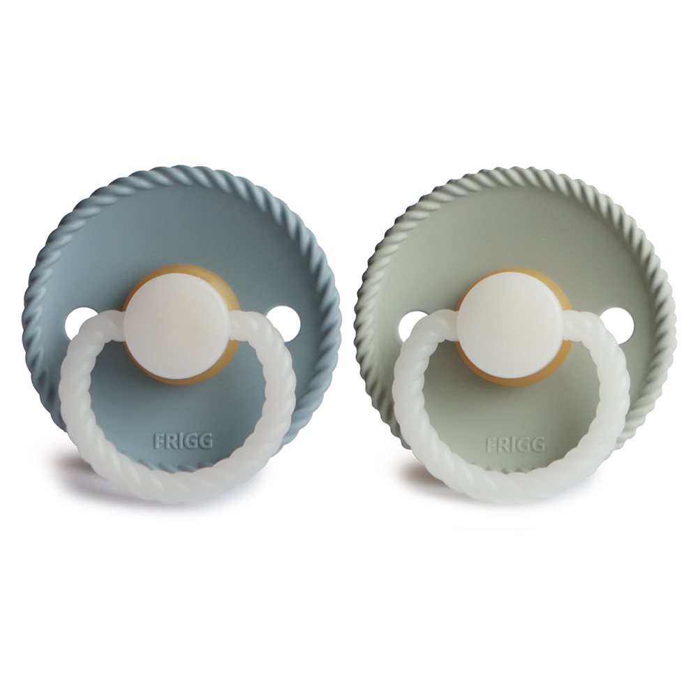 FRIGG Rope - Round Latex 2-Pack Pacifiers - Stone Blue Night/Sage Night ...