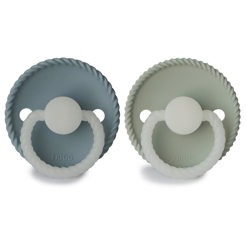 FRIGG Rope - Round Silicone 2-Pack Pacifiers - Stone Blue Night/Sage ...