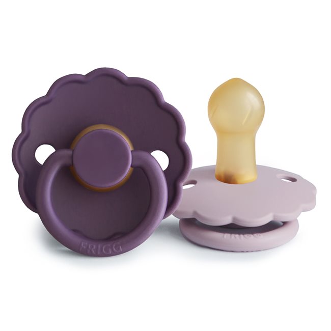 FRIGG Daisy - Round Latex 2-Pack Pacifiers - Violet Dream/Soft Lilac - Size 1