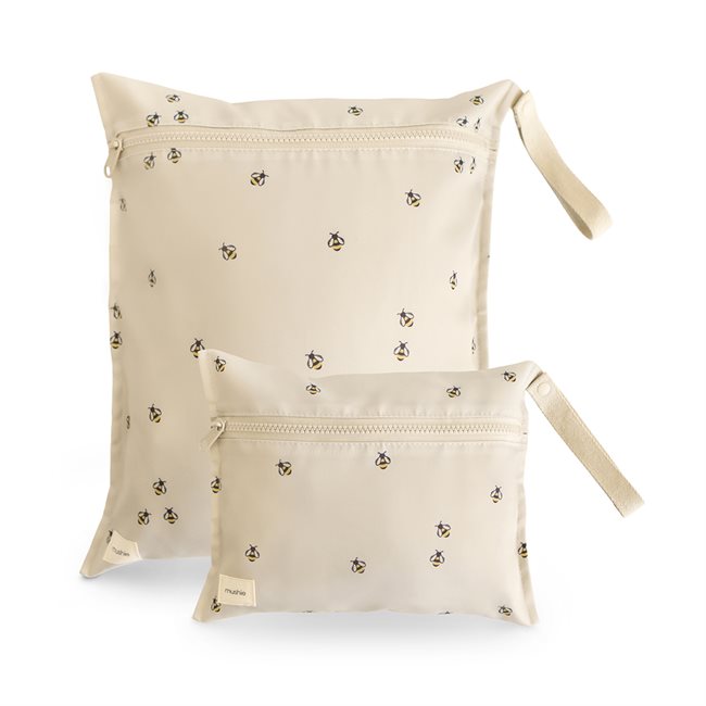 Mushie Water Resistant Wet Bag 2-pack - Bees