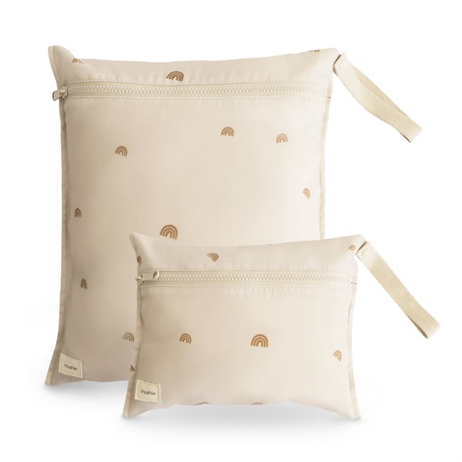 Mushie Water Resistant Wet Bag 2-pack - Rainbow