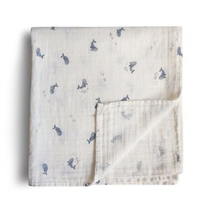 Mushie Swaddle Whales