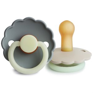 FRIGG Daisy - Round Latex 2-pack Pacifiers - Cream/ French Gray Night - size 2