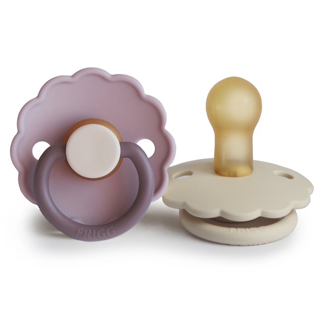FRIGG Daisy - Round Latex 2-Pack Pacifiers - Lavender Haze/Cream Size 1