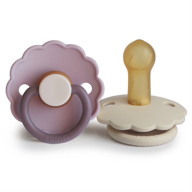 FRIGG Daisy - Round Latex 2-Pack Pacifiers - Lavender Haze/Cream Size 2