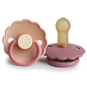 FRIGG Daisy - Round Latex 2-Pack Pacifiers - Peony/Cedar - Size 2